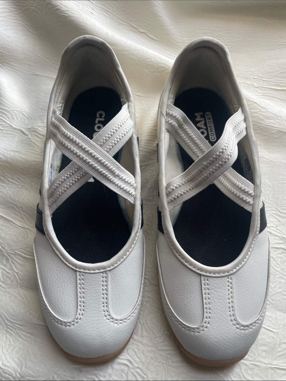 adidas White Cross-Strap Slip-On Flats size 3 1/2